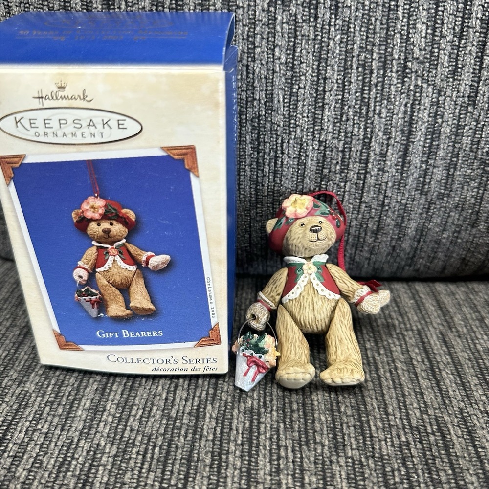 5 LOT Hallmark & Russ Bears Keepsake Christmas Ornament Gift Bearers Series - Picture 5 of 15